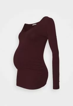 Anna Field MAMA V NECK BASIC LONG SLEEVE TOP - Langarmshirt - Bordeaux